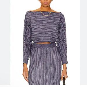 NWT Misa Nia top cropped knit sweater ribbed crocus Revolve M